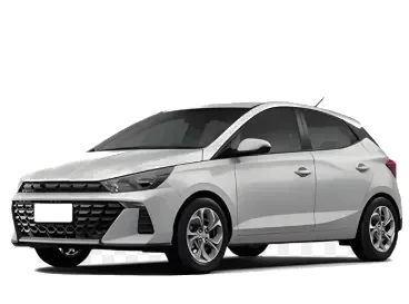 Hyundai HB20 branco, exemplo de carro compacto para a carta de R$ 100 mil